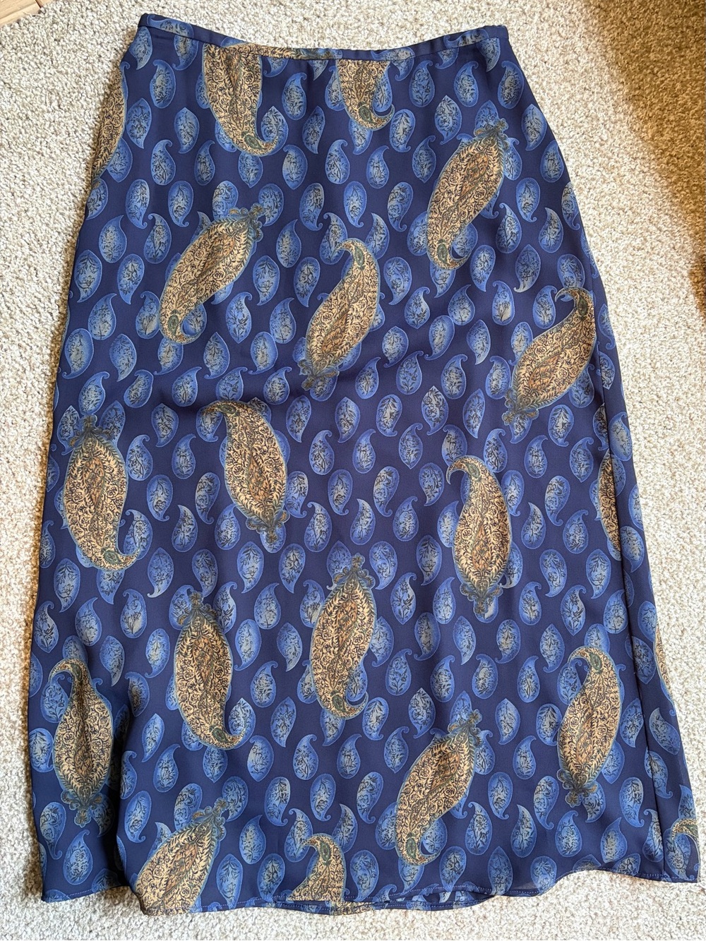 Pendleton Navy and Gold Paisley Midi Skirt